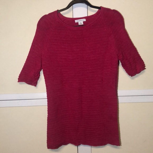 #1584 Liz Clairborne short sleeve pink knit crew neck sweater Med - Picture 1 of 10